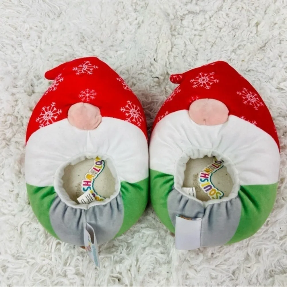 Squishmallows Red and Green Gnome festive Christmas Slippers size 11 / 12